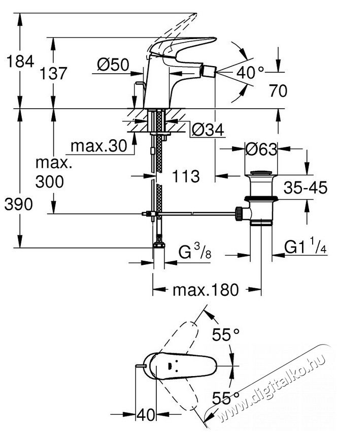 Grohe Eurostyle egykaros bidé csaptelep (S-es méret) - 23720LS3 Háztartás / Otthon / Kültér - Fürdőszoba / wc - Kiegészítő - 360937