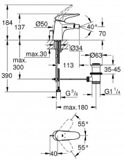 Grohe Eurostyle egykaros bidé csaptelep (S-es méret) - 23720LS3 Háztartás / Otthon / Kültér - Fürdőszoba / wc - Kiegészítő - 360937