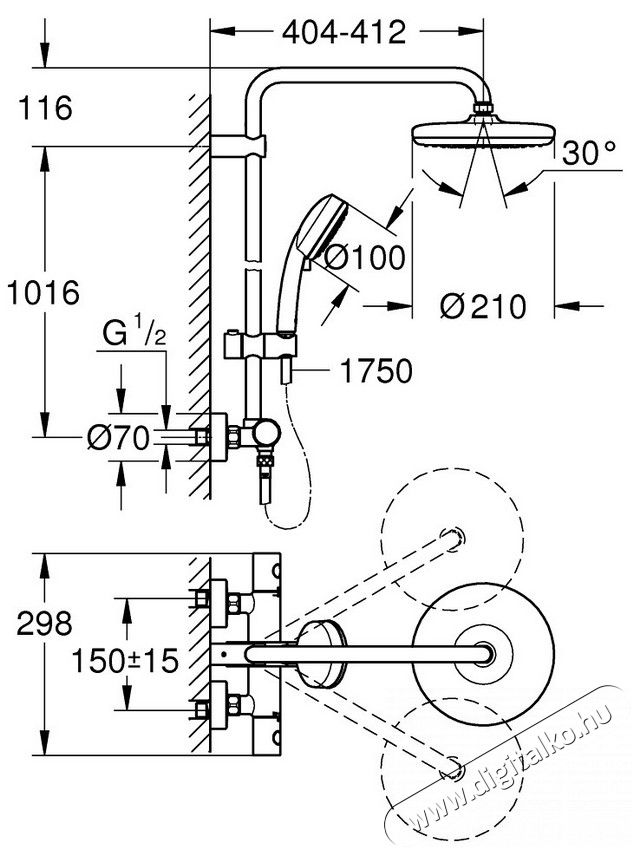 Grohe Tempesta Cosmopolitan System 210 Termosztátos zuhanyzó - 27922001 Háztartás / Otthon / Kültér - Fürdőszoba / wc - Kiegészítő - 360940