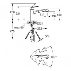 Grohe Eurodisc Cosmopilitan mosogató csaptelep kihúzható fejjel (32257002) Konyhai termékek - Mosogató - Mosogató csaptelep - 348209