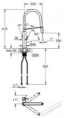 Grohe 30433000 VIAMO csaptelep profi zuhanykapcsolóval gyöngyöző /jet króm Konyhai termékek - Mosogató - Mosogató csaptelep - 399676