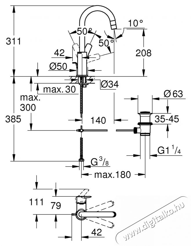 Grohe 24203002 Start OHM egykaros mosd&oacute;csaptelep, J kivitel, forgathat&oacute; kifoly&oacute;cső, L m&eacute;ret, kr&oacute;m (24203002) H&aacute;ztart&aacute;s / Otthon / K&uuml;lt&eacute;r - F&uuml;rdőszoba / wc - Kieg&eacute;sz&iacute;tő - 536698
