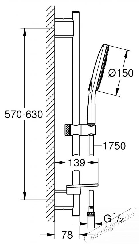 Grohe 26598000 Vitalio SmartActive 150 zuhanyszett, 3funkci&oacute;s, &aacute;ll&iacute;that&oacute; 600mm zuhanyr&uacute;d, 1750mm g&eacute;gecső, kr&oacute;m (26598000) H&aacute;ztart&aacute;s / Otthon / K&uuml;lt&eacute;r - F&uuml;rdőszoba / wc - Kieg&eacute;sz&iacute;tő - 536672