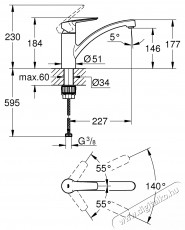 Grohe 30530002 Start OHM egykaros mosogat&oacute;csaptelep, als&oacute; elforgathat&oacute; kifoly&oacute;cső, 35mm ker&aacute;mia bet&eacute;t, kr&oacute;m (30530002) Konyhai term&eacute;kek - Mosogat&oacute; - Mosogat&oacute; csaptelep - 536710