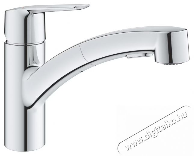 Grohe 30531001 Start OHM egykaros mosogat&oacute;csaptelep, kih&uacute;zhat&oacute; k&eacute;t funkci&oacute;s fej, elforgathat&oacute; kifoly&oacute;cső, kr&oacute;m (30531001) Konyhai term&eacute;kek - Mosogat&oacute; - Mosogat&oacute; csaptelep - 536683