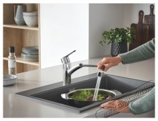 Grohe 30531001 Start OHM egykaros mosogat&oacute;csaptelep, kih&uacute;zhat&oacute; k&eacute;t funkci&oacute;s fej, elforgathat&oacute; kifoly&oacute;cső, kr&oacute;m (30531001) Konyhai term&eacute;kek - Mosogat&oacute; - Mosogat&oacute; csaptelep - 536683