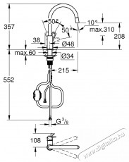 Grohe 30556000 Startloop Egykaros mosogat&oacute;csaptelep, Magas&iacute;tott J kivitel, Kih&uacute;zhat&oacute; fej, Forgathat&oacute; kifoly&oacute;cső, Kr&oacute;m Konyhai term&eacute;kek - Mosogat&oacute; - Mosogat&oacute; csaptelep - 536690