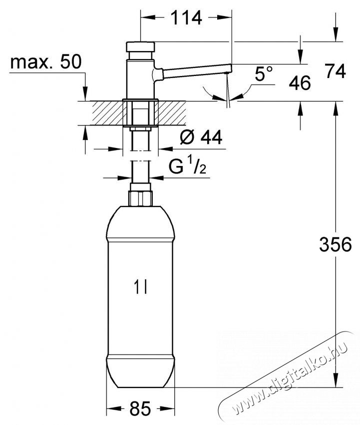 Grohe 36194000 Konyhai szappanadagol&oacute;, pultra szerelhető, 1l, Kr&oacute;m H&aacute;ztart&aacute;s / Otthon / K&uuml;lt&eacute;r - F&uuml;rdőszoba / wc - Szappan adagol&oacute; - 536695
