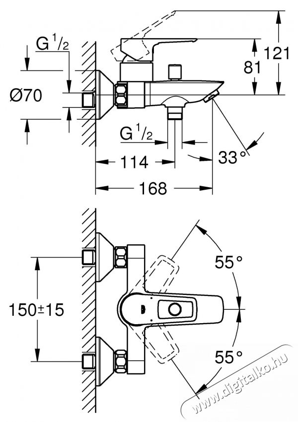 Grohe Bauloop 23602001 k&aacute;d csaptelep, 1/2  , falra r&ouml;gz&iacute;thető, egykaros, kr&oacute;m H&aacute;ztart&aacute;s / Otthon / K&uuml;lt&eacute;r - F&uuml;rdőszoba / wc - Kieg&eacute;sz&iacute;tő - 536728