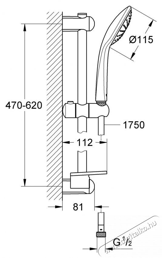 Grohe Euphoria 110 27266001 Zuhanyoszlop, 600 mm-es konzol, zuhanyhoz, 1 funkci&oacute;, 1,75 m t&ouml;mlő, polc, v&iacute;zkő&aacute;ll&oacute;, kr&oacute;m H&aacute;ztart&aacute;s / Otthon / K&uuml;lt&eacute;r - F&uuml;rdőszoba / wc - Kieg&eacute;sz&iacute;tő - 536738