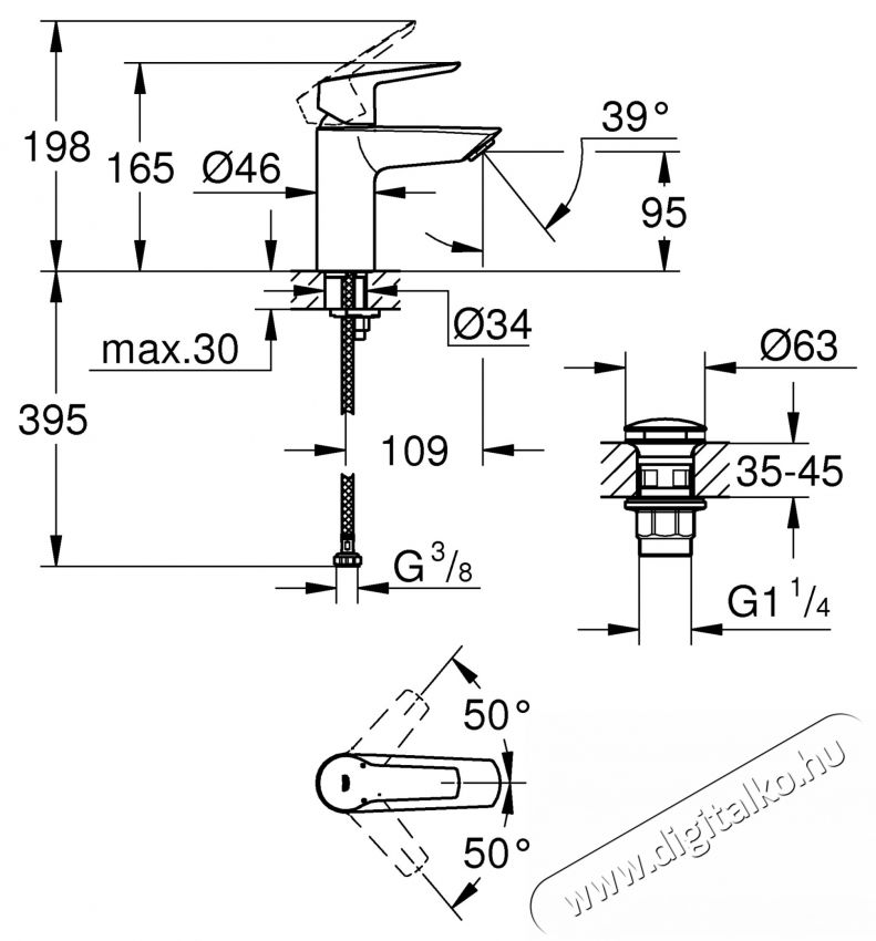 Grohe Start 235502432 Egykaros mosd&oacute;csaptelep, 3/8 , S m&eacute;ret, 5,7 l/perc, Nyithat&oacute; szelep, Matt, Fekete H&aacute;ztart&aacute;s / Otthon / K&uuml;lt&eacute;r - F&uuml;rdőszoba / wc - Kieg&eacute;sz&iacute;tő - 536715