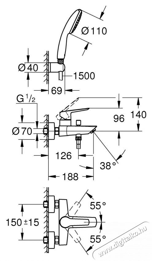 Grohe Start k&aacute;dcsaptelep, szabadon&aacute;ll&oacute;, v&iacute;zleeresztő, zuhany szett, kr&oacute;m, 25283002 H&aacute;ztart&aacute;s / Otthon / K&uuml;lt&eacute;r - F&uuml;rdőszoba / wc - Kieg&eacute;sz&iacute;tő - 536700