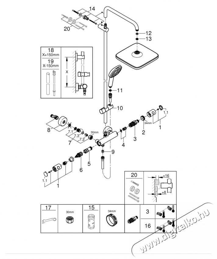 Grohe 26689001 Tempesta Cube 250 zuhanyrendszer, l&aacute;that&oacute;, termoszt&aacute;t, 250 mm, 1 funkci&oacute;, kr&oacute;m H&aacute;ztart&aacute;s / Otthon / K&uuml;lt&eacute;r - F&uuml;rdőszoba / wc - Kieg&eacute;sz&iacute;tő - 536641