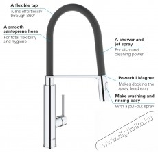 Grohe 31489000 Feel Egykaros mosogat&oacute; csaptelep, forgathat&oacute;, kih&uacute;zhat&oacute; fej, kr&oacute;m Konyhai term&eacute;kek - Mosogat&oacute; - Mosogat&oacute; csaptelep - 536637