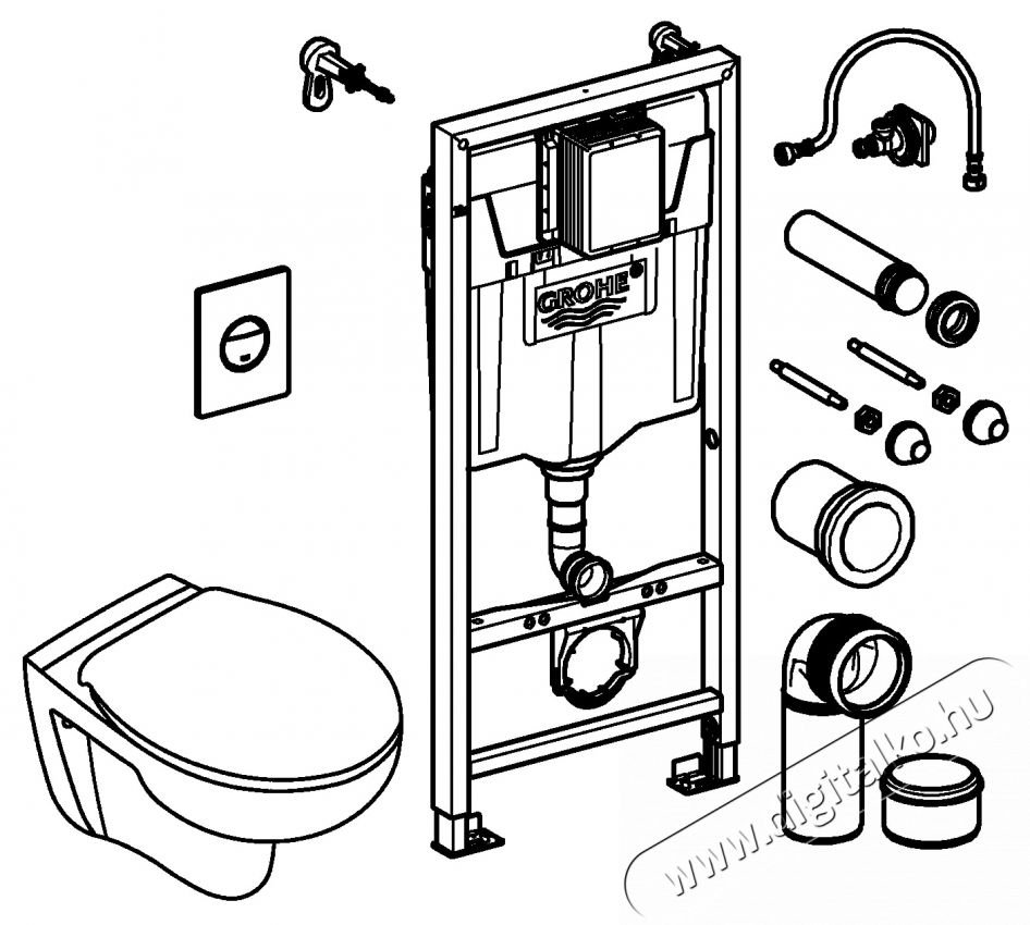 Grohe BauCeramic 39499000 5 az 1-ben WC csomag, falra akaszthat&oacute; WC, keret, fed&eacute;l, kellemes, r&ouml;gz&iacute;tőrendszer, feh&eacute;r H&aacute;ztart&aacute;s / Otthon / K&uuml;lt&eacute;r - F&uuml;rdőszoba / wc - Kieg&eacute;sz&iacute;tő - 536642