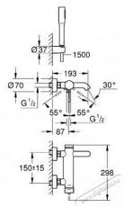 Grohe Essence K&aacute;d csaptelep, egykaros, 1/2 , ker&aacute;miabet&eacute;t, cső 1500 mm, ir&aacute;nyv&aacute;lt&oacute;, zuhanyr&oacute;zsa, hőm&eacute;rs&eacute;klet korl&aacute;toz&oacute;, Kr&oacute;m H&aacute;ztart&aacute;s / Otthon / K&uuml;lt&eacute;r - F&uuml;rdőszoba / wc - Kieg&eacute;sz&iacute;tő - 536657