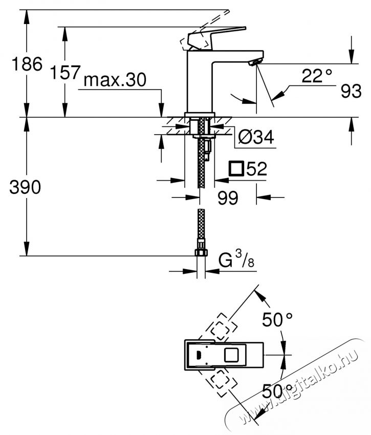 Grohe Eurocube 2313200E mosd&oacute;csaptelep, 3/8 , S m&eacute;ret, kr&oacute;m H&aacute;ztart&aacute;s / Otthon / K&uuml;lt&eacute;r - F&uuml;rdőszoba / wc - Kieg&eacute;sz&iacute;tő - 536663