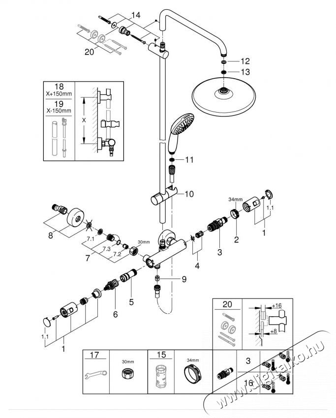 Grohe Vitalio Start 250 zuhanyrendszer, l&aacute;tsz&oacute;lagos, termoszt&aacute;t, 250 mm, 1 funkci&oacute;s, kr&oacute;m, 26677001 H&aacute;ztart&aacute;s / Otthon / K&uuml;lt&eacute;r - F&uuml;rdőszoba / wc - Kieg&eacute;sz&iacute;tő - 536640