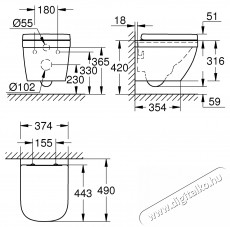 Grohe Euro Ceramic 39693000 WC cs&eacute;sze, falra szerelhető, perem n&eacute;lk&uuml;li, Triple Vortex, SoftClose fed&eacute;l, feh&eacute;r H&aacute;ztart&aacute;s / Otthon / K&uuml;lt&eacute;r - F&uuml;rdőszoba / wc - Kieg&eacute;sz&iacute;tő - 536639