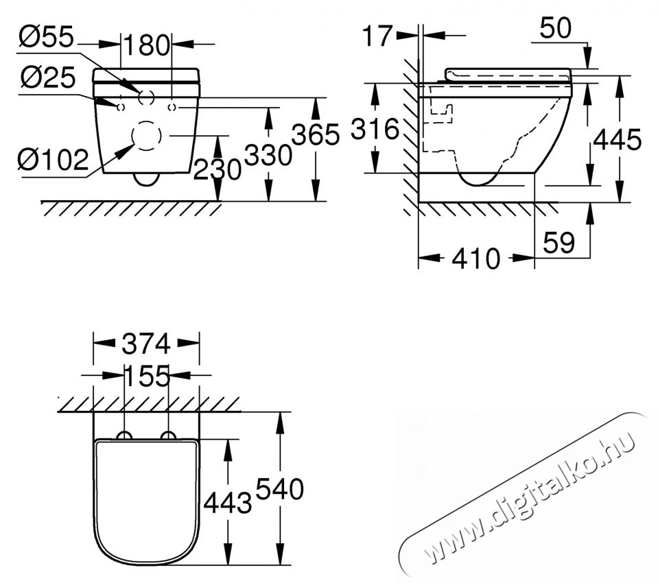 Grohe Euro ker&aacute;mia WC szett, falra szerelhető, tripla vortex, perem n&eacute;lk&uuml;li, Soft Close WC-&uuml;lőke, r&ouml;gz&iacute;tők&eacute;szlettel egy&uuml;tt, duroplast, Feh&eacute;r H&aacute;ztart&aacute;s / Otthon / K&uuml;lt&eacute;r - F&uuml;rdőszoba / wc - Kieg&eacute;sz&iacute;tő - 536638