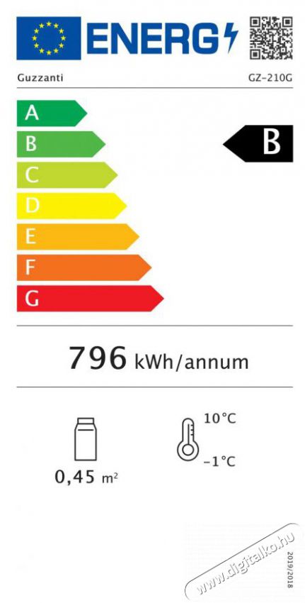 Guzzanti GZ 210G Konyhai term&eacute;kek - Hűtő, fagyaszt&oacute; (szabadon&aacute;ll&oacute;) - Fagyaszt&oacute; n&eacute;lk&uuml;li hűtő - 509640