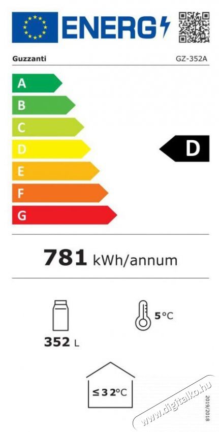 Guzzanti GZ 352A Konyhai term&eacute;kek - Hűtő, fagyaszt&oacute; (szabadon&aacute;ll&oacute;) - Fagyaszt&oacute; n&eacute;lk&uuml;li hűtő - 509642