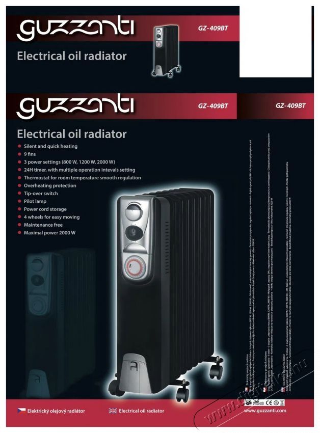 Guzzanti GZ 409BT H&aacute;ztart&aacute;s / Otthon / K&uuml;lt&eacute;r - Fűt&eacute;s - Olajradi&aacute;tor - 529497