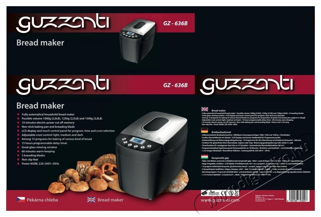 Guzzanti GZ 636B Konyhai term&eacute;kek - Konyhai kisg&eacute;p (s&uuml;t&eacute;s / főz&eacute;s / hűt&eacute;s / &eacute;telk&eacute;sz&iacute;t&eacute;s) - Keny&eacute;rs&uuml;tő - 530649