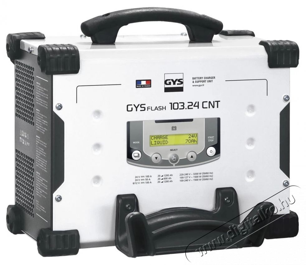GYS Gysflash 103.24 CNT FV T&ouml;ltő   stabiliz&aacute;lt t&aacute;pegys&eacute;g, 12 V, 5-1200 Ah, 100 A, 5 m k&aacute;bel Aut&oacute;hifi / Aut&oacute; felszerel&eacute;s - Aut&oacute;s / aut&oacute;hifi kieg&eacute;sz&iacute;tő - Aut&oacute; akkumul&aacute;tor t&ouml;ltő - 531810