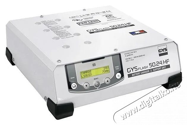 GYS Gysflash 50-24 HF T&ouml;ltő stabiliz&aacute;lt t&aacute;pegys&eacute;g, 6 12 24 V, 10-600 Ah, 50 A, 2,5 m k&aacute;bel Aut&oacute;hifi / Aut&oacute; felszerel&eacute;s - Aut&oacute;s / aut&oacute;hifi kieg&eacute;sz&iacute;tő - Aut&oacute; akkumul&aacute;tor t&ouml;ltő - 531819