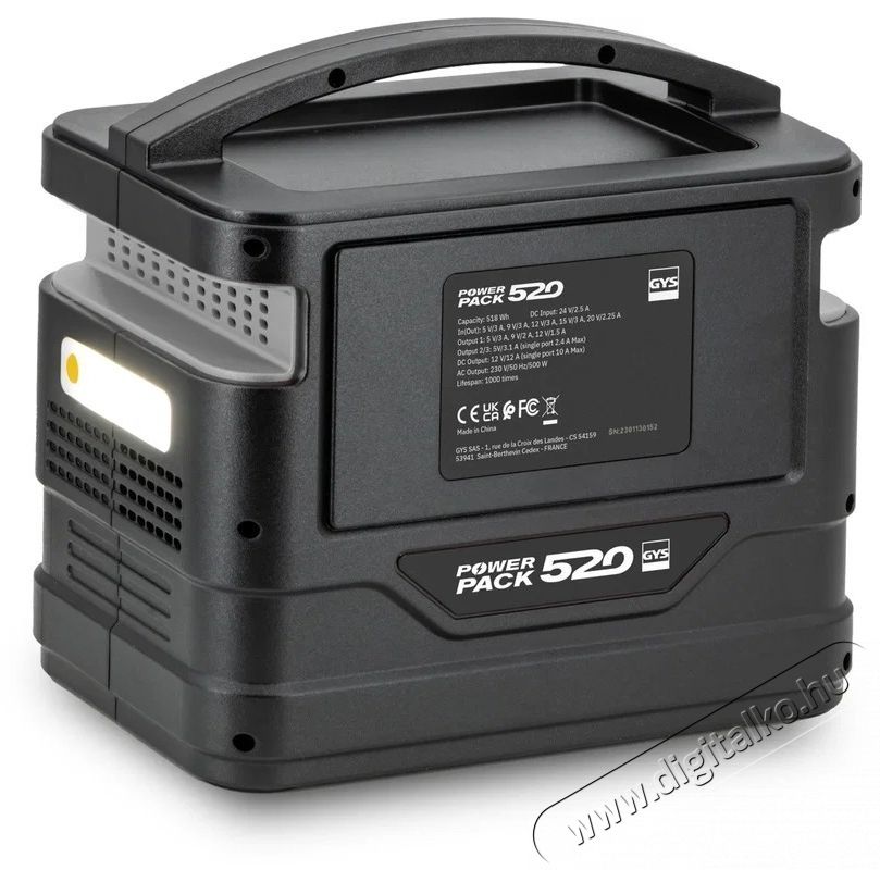 GYS Power Pack 520 akkumul&aacute;tor t&ouml;ltő&aacute;llom&aacute;s, 518 Wh Aut&oacute;hifi / Aut&oacute; felszerel&eacute;s - Aut&oacute;s / aut&oacute;hifi kieg&eacute;sz&iacute;tő - Aut&oacute; akkumul&aacute;tor t&ouml;ltő - 531821