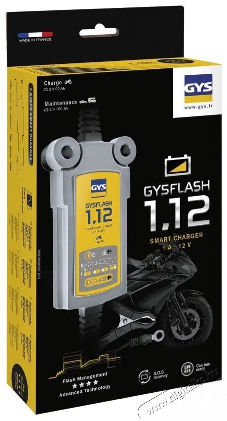 GYS Gysflash 1.12 PL, &oacute;lom &eacute;s l&iacute;tium akkumul&aacute;torok 12 V, 2-32 Ah, l&iacute;tium 0,5-20 Ah, 1 A aut&oacute; akkuml&aacute;tor t&ouml;ltő Aut&oacute;hifi / Aut&oacute; felszerel&eacute;s - Aut&oacute;s / aut&oacute;hifi kieg&eacute;sz&iacute;tő - Aut&oacute; akkumul&aacute;tor t&ouml;ltő - 531830