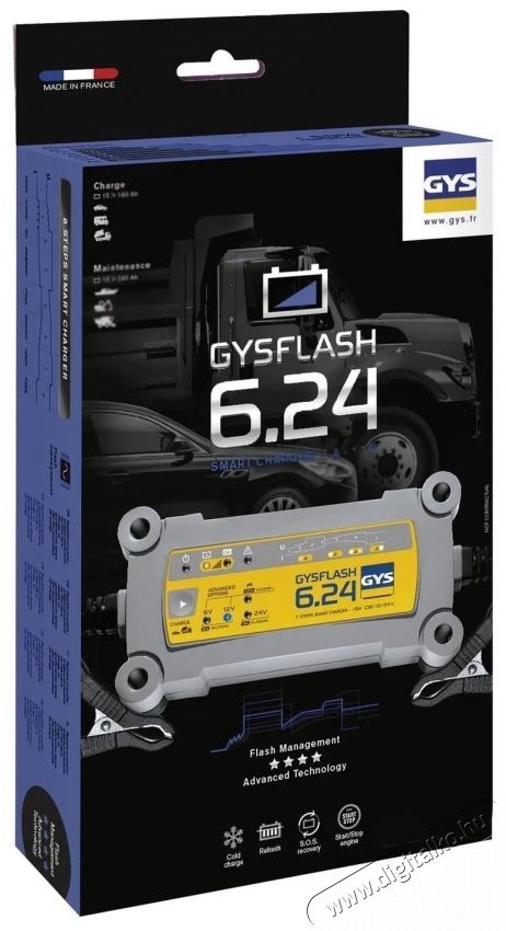 GYS Gysflash 6.24, 6 12 24 V, 15-170 Ah, 6 12 V 6 A, 24 V 4 A aut&oacute; akkumul&aacute;tor t&ouml;ltő Aut&oacute;hifi / Aut&oacute; felszerel&eacute;s - Aut&oacute;s / aut&oacute;hifi kieg&eacute;sz&iacute;tő - Aut&oacute; akkumul&aacute;tor t&ouml;ltő - 531825