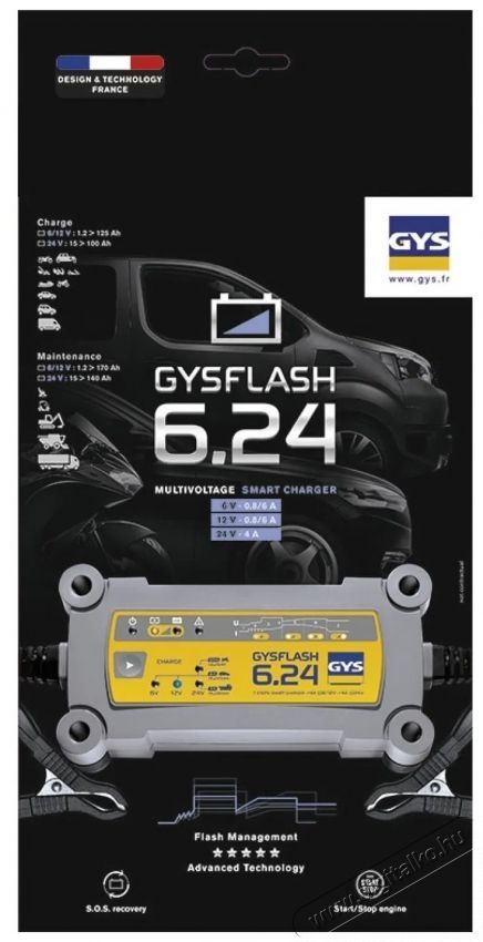 GYS Gysflash 6.24, 6 12 24 V, 15-170 Ah, 6 12 V 6 A, 24 V 4 A aut&oacute; akkumul&aacute;tor t&ouml;ltő Aut&oacute;hifi / Aut&oacute; felszerel&eacute;s - Aut&oacute;s / aut&oacute;hifi kieg&eacute;sz&iacute;tő - Aut&oacute; akkumul&aacute;tor t&ouml;ltő - 531825