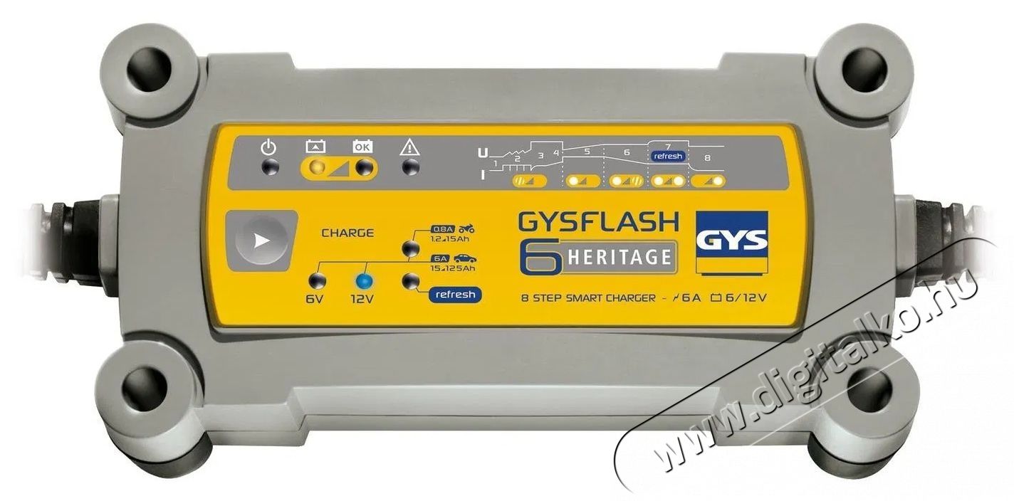 GYS Gysflash 6A HERITAGE, 6 12 V, 1,2-125 Ah, 6 A aut&oacute; akkumul&aacute;tor t&ouml;ltő Aut&oacute;hifi / Aut&oacute; felszerel&eacute;s - Aut&oacute;s / aut&oacute;hifi kieg&eacute;sz&iacute;tő - Aut&oacute; akkumul&aacute;tor t&ouml;ltő - 531826