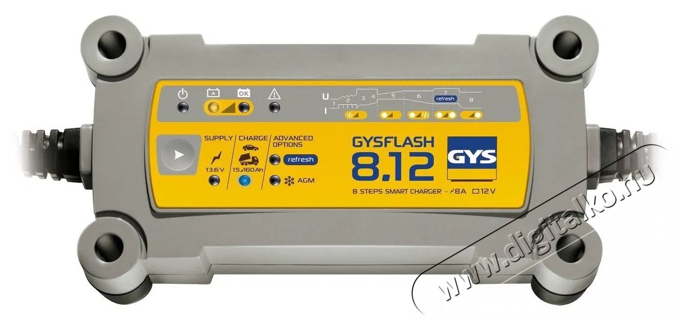 GYS Gysflash 8.12, 12 V 15-160 Ah, 4 A aut&oacute; akkumul&aacute;tor t&ouml;ltő Aut&oacute;hifi / Aut&oacute; felszerel&eacute;s - Aut&oacute;s / aut&oacute;hifi kieg&eacute;sz&iacute;tő - Aut&oacute; akkumul&aacute;tor t&ouml;ltő - 531827