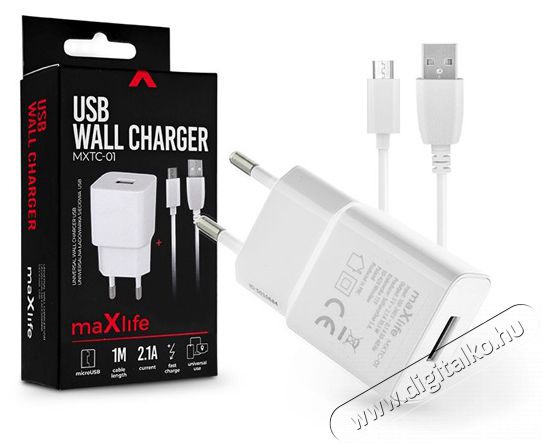 HAFFNER TF-0126 2,1A microUSB fehér hálózati töltő Mobil / Kommunikáció / Smart - Mobiltelefon kiegészítő / tok - Hálózati-, autós töltő - 414228