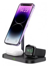 HAFFNER FN0486 A22 3in1 univerzális 15W Qi fekete vezeték nélküli töltőállomás Akkuk és töltők - Li-ion akkumulátor és töltő (utángyártott) - Töltő - 462316
