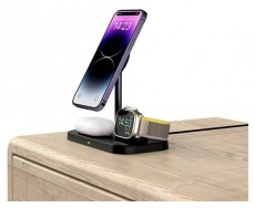 HAFFNER FN0486 A22 3in1 univerzális 15W Qi fekete vezeték nélküli töltőállomás Akkuk és töltők - Li-ion akkumulátor és töltő (utángyártott) - Töltő - 462316