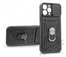 HAFFNER PT-6757 iPhone 13 Pro Max ütésálló fekete műanyag hátlap gyűrűvel és kameravédővel Mobil / Kommunikáció / Smart - Mobiltelefon kiegészítő / tok - Tok / hátlap - 477773