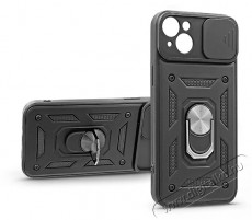 HAFFNER PT-6758 iPhone 14 Plus ütésálló fekete műanyag hátlap gyűrűvel és kameravédővel Mobil / Kommunikáció / Smart - Mobiltelefon kiegészítő / tok - Tok / hátlap - 477774