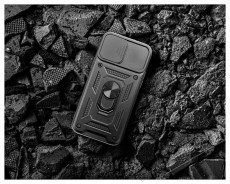 HAFFNER PT-6758 iPhone 14 Plus ütésálló fekete műanyag hátlap gyűrűvel és kameravédővel Mobil / Kommunikáció / Smart - Mobiltelefon kiegészítő / tok - Tok / hátlap - 477774