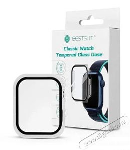 HAFFNER PT-6559 Apple Watch 7/Series 8 (45mm) átlátszó védőtok beépített edzett üveggel Mobil / Kommunikáció / Smart - Okos eszköz - Okosóra - 477425