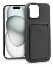 HAFFNER PT-6841 Apple iPhone 15 Card Case fekete szilikon hátlap kártyatartóval Mobil / Kommunikáció / Smart - Mobiltelefon kiegészítő / tok - Tok / hátlap - 508865