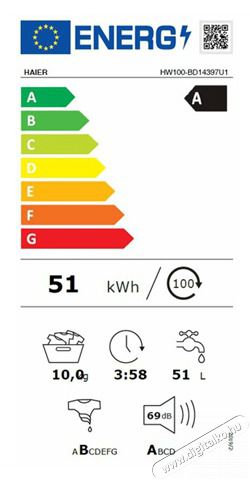 Haier HW100-BD14397U1S el&ouml;lt&ouml;ltős mos&oacute;g&eacute;p H&aacute;ztart&aacute;s / Otthon / K&uuml;lt&eacute;r - Mos&oacute;g&eacute;p / sz&aacute;r&iacute;t&oacute;g&eacute;p - El&ouml;lt&ouml;ltős norm&aacute;l (60cm-ig) mos&oacute;g&eacute;p - 502592