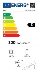 Haier HDPW3620DNPD kétajtós kombi hűtőszekrény (289 + 117 liter) Konyhai termékek - Hűtő, fagyasztó (szabadonálló) - Alulfagyasztós kombinált hűtő - 499856
