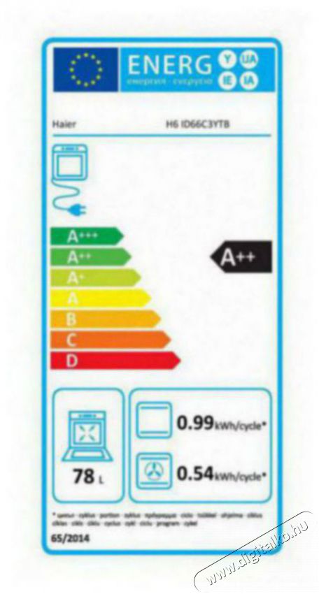 Haier H6 ID66C3YTB ID Series 6 Konyhai term&eacute;kek - S&uuml;tő-főzőlap, tűzhely (be&eacute;p&iacute;thető) - S&uuml;tő (be&eacute;p&iacute;thető) - 505742