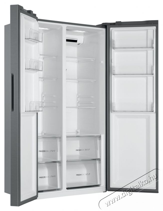 Haier HSR3918ENPG Side by Side hűtőszekr&eacute;ny, 528l, M:177 cm, Total No Frost, Multi air flow, Motor Inverter, LED kijelző, Super Cooling, Super Freezing, E energiaoszt&aacute;ly, Ez&uuml;st Konyhai term&eacute;kek - Hűtő, fagyaszt&oacute; (szabadon&aacute;ll&oacute;) - Amerikai t&iacute;pus&uacute; Side By Side hűtő - 535227