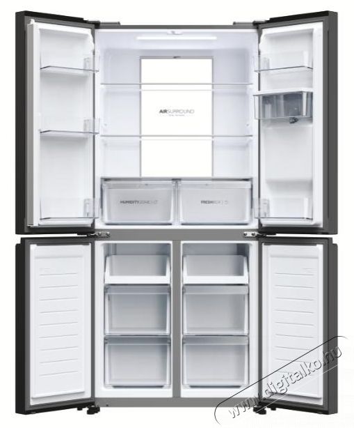 Haier HCR7818DWPT n&eacute;gyajt&oacute;s hűtőszekr&eacute;ny, 467 liter, v&iacute;zadagol&oacute;s, fekete Konyhai term&eacute;kek - Hűtő, fagyaszt&oacute; (szabadon&aacute;ll&oacute;) - Amerikai t&iacute;pus&uacute; Side By Side hűtő - 530973