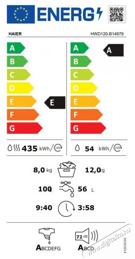 Haier HWD120-B14979-S Mos&oacute;- &eacute;s sz&aacute;r&iacute;t&oacute;g&eacute;p, 12 kg mos&aacute;s, 8 kg sz&aacute;r&iacute;t&aacute;s, 1400 rpm, Direct Motion Motor, LED kijelző, Touch Control, Feh&eacute;r H&aacute;ztart&aacute;s / Otthon / K&uuml;lt&eacute;r - Mos&oacute;g&eacute;p / sz&aacute;r&iacute;t&oacute;g&eacute;p - Mos&oacute;-sz&aacute;r&iacute;t&oacute;g&eacute;p - 536743